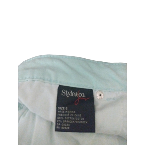 Style & Co Light Mint Green Curvy Fit Pocketed Straight Leg Jeans Size 8 - Picture 9 of 9
